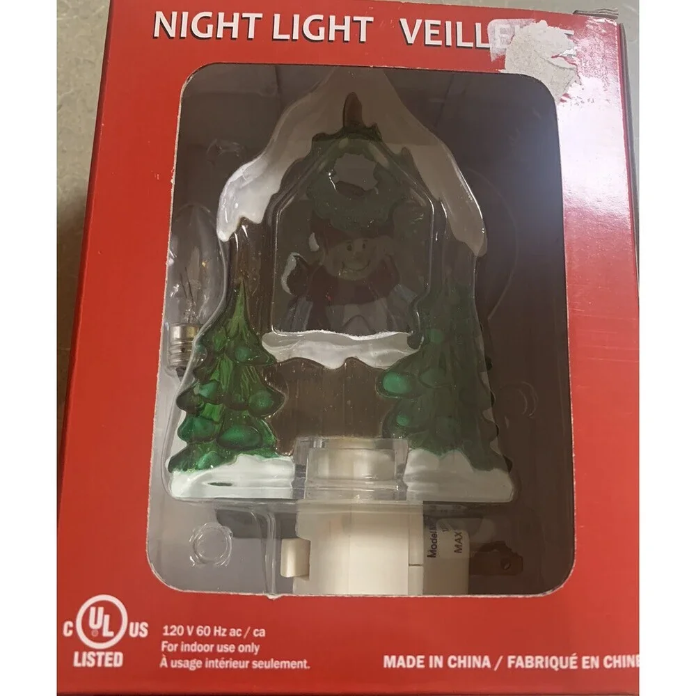 Snowman Christmas Night Light Veilleuse Plug In/ Bulb Included